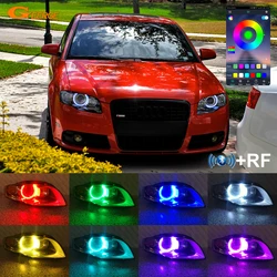 For Audi A3 8PA A4 S4 RS4 B7 RF Remote Bluetooth APP Ultra Bright Multi Color RGB LED Angel Eyes Kit Halo Rings Car Accessories