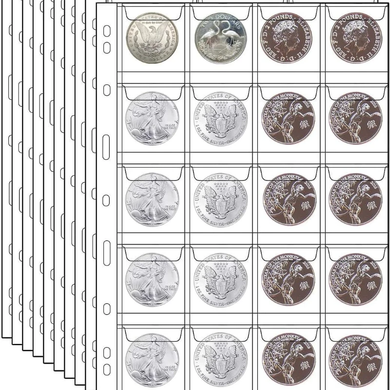 12/20/30/42 Grid Coin Collection Book Inner Page Loose-leaf Pvc Coin Collection and Storage