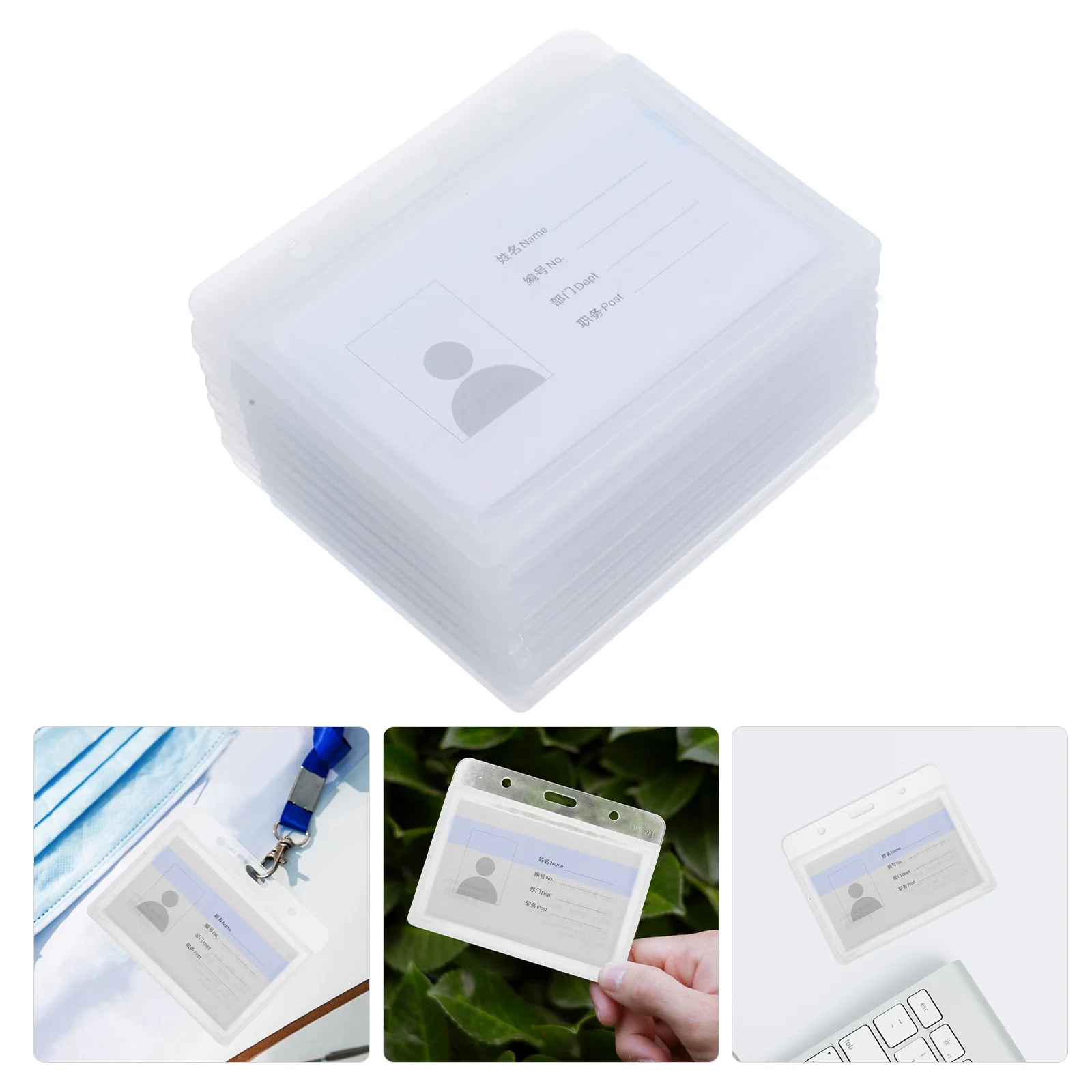 10 Pcs ID Case Cards Anti-scratch Covers Protectors Horizontal Badge Holder Plastic Clear Staff Work Storage Sleeves