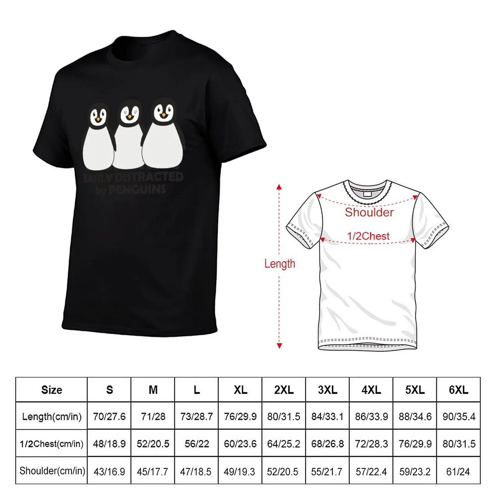 Easily Distracted by Penguins T-Shirt custom shirt vintage heavy weight t shirts for men