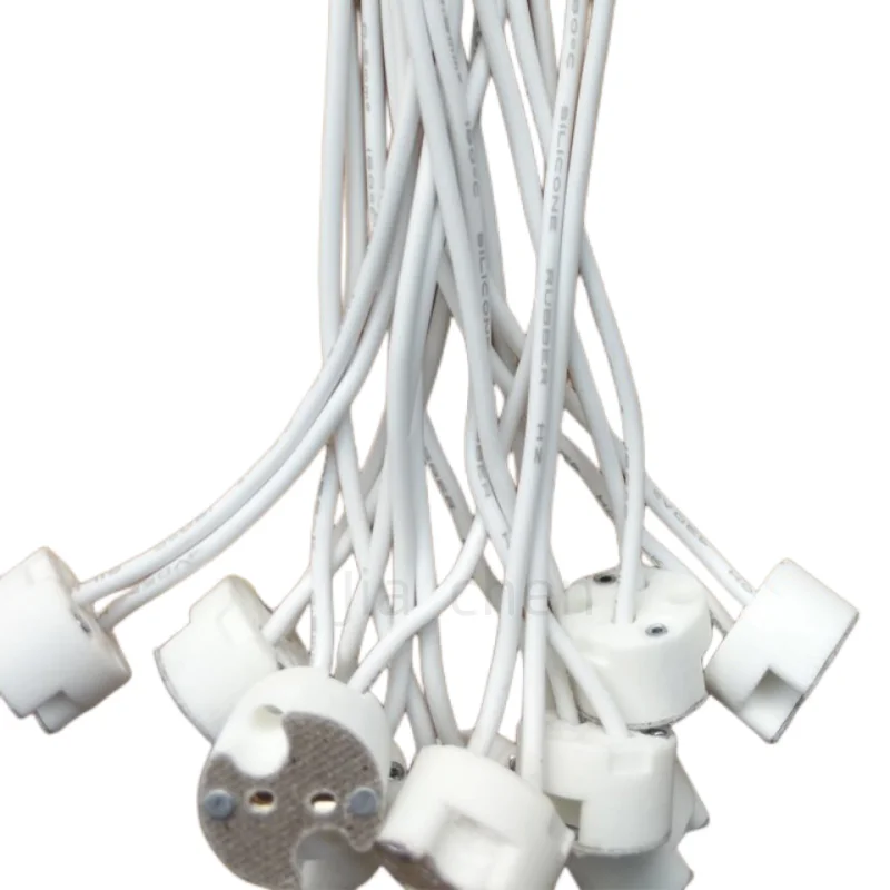 5PCS MR16 Lamp Holder Bulb Base With Connection Cable Ceramic Halogen Socket Ceramic Connector 12V-250V Led Lamp Holder