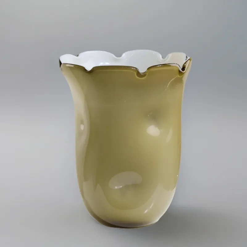 Modern Geometric Brown Glazed Ceramic Vase Light Luxury Home Decor Simulation Flower Art Ornament for Hotel Living Room