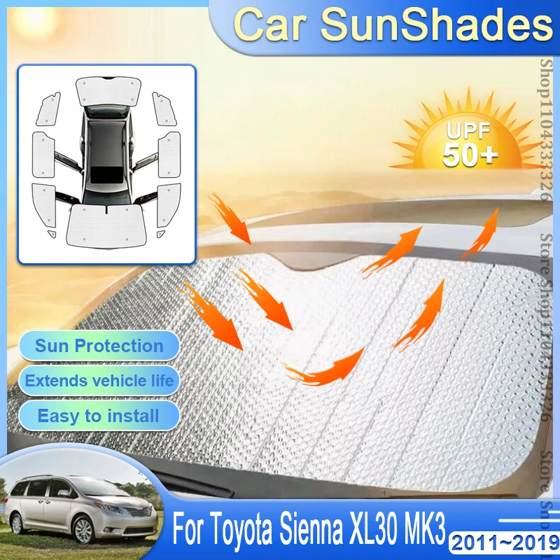 

For Toyota Sienna 2017 Accessories 2011~2019 2016 2018 XL30 MK3 Cover Reflector Sun Shade Visor Silver Retractable Protection
