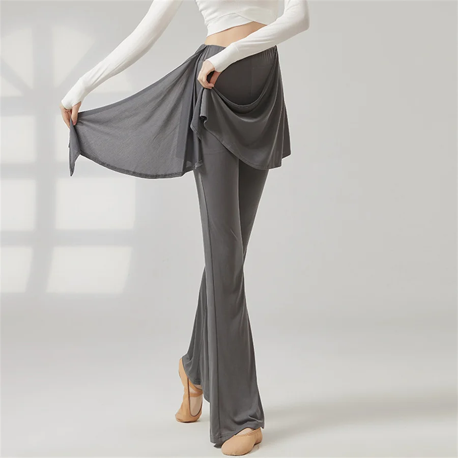 Women Modern Dance Flared Pants With Cover Up Breathable Loose Wide Leg Ballet Chinese Classical Dance Performance Yoga Trousers