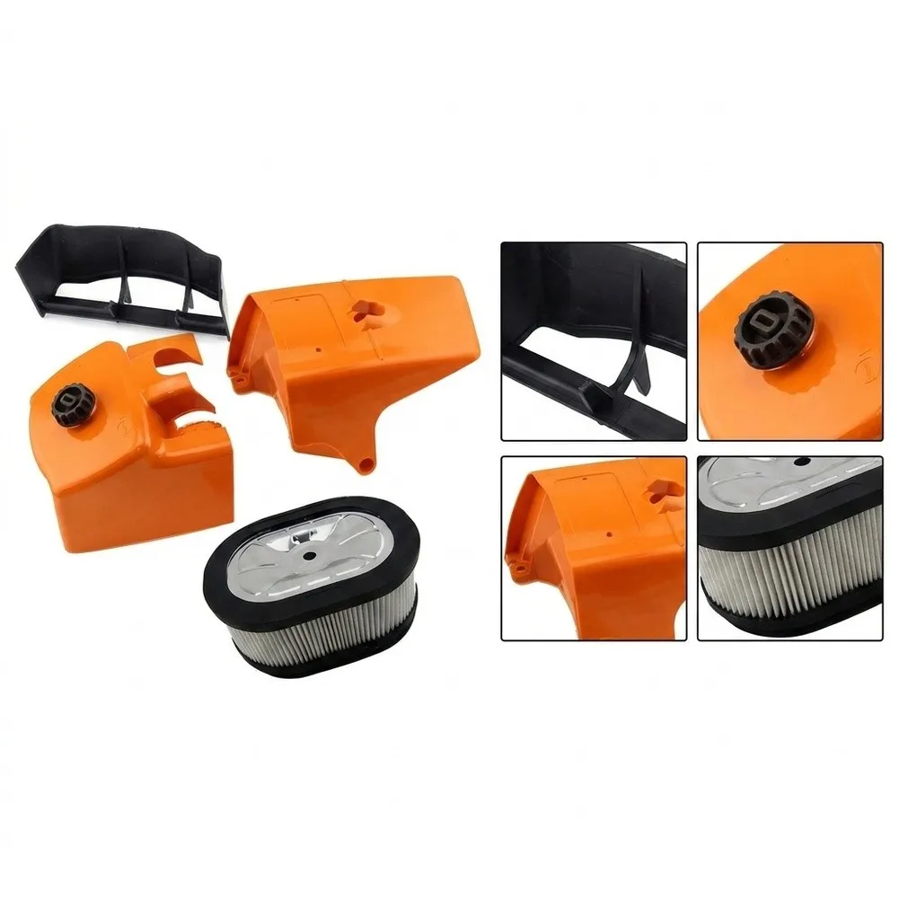 4Pcs Air Filter Cover Cylinder Head Kit For MS650 MS660 064 065 066 Parts Replacement Accessories Orange Black