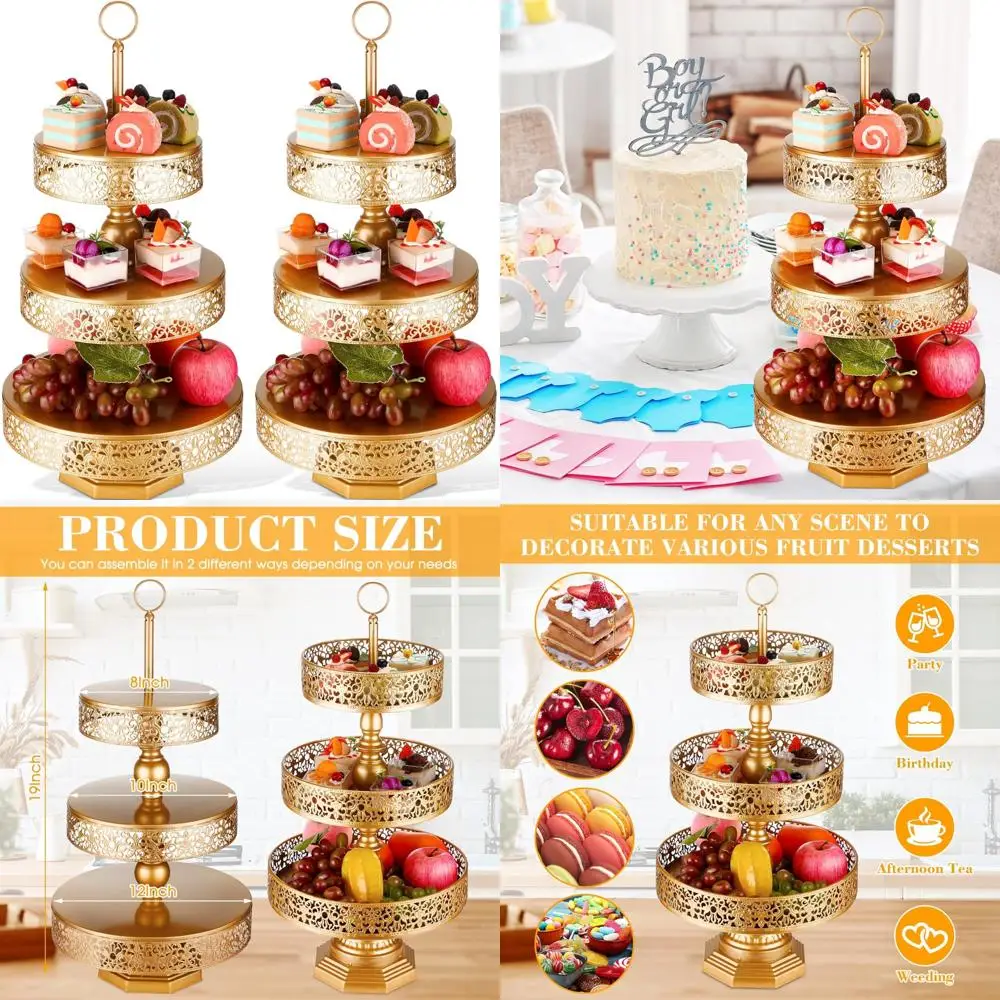 

3-Tier Round Metal Cupcake Stand for Weddings and Baby Showers