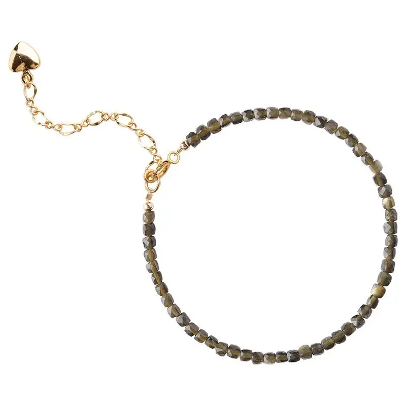 Lucky Ultra-fine 2mm Gold Obsidian Bracelet Female 14k Good Plating Lucky Beads Ultra-fine Summer Design Sense Niche Ins Gifts view 5