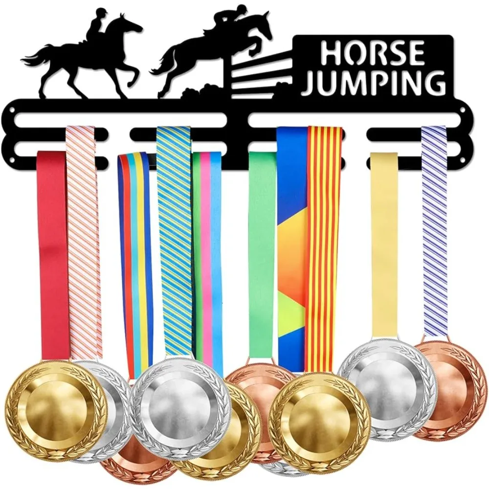 

Riding Medal Hanger Display Men Horse Jumping Sports Medal Display Rack for 40+ Medals Trophy Holder Awards Ribbon Holder