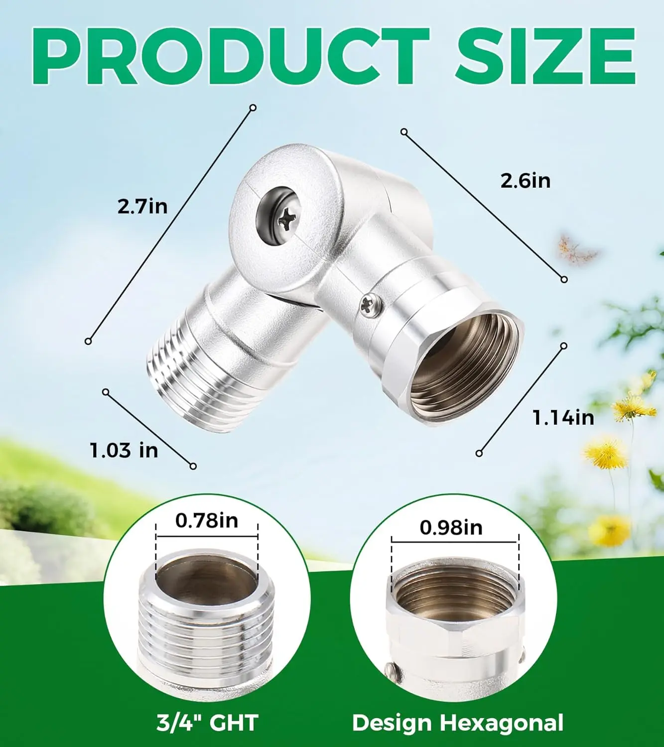 2pcs Garden Hose Adapter Adjustable 180° 360° Brass Swivel Connector Prevent Kinking Twisting Connecting Sprinkler  Nozzle RVs