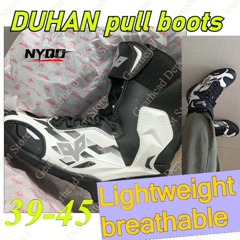 DUHAN Motorcycle Riding Boots Men Women All Season Shockproof Wear Resistant Waterproof Rally Racing Street Bike Motorbike Shoes