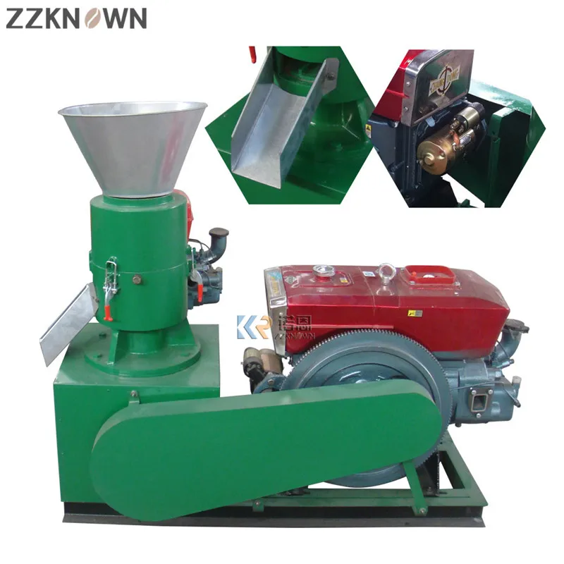 100-120KG/H Capacity Diesel Biomass Wood Pelletizer Animal Agriculture Feed Pellet Press Making Mill Machine