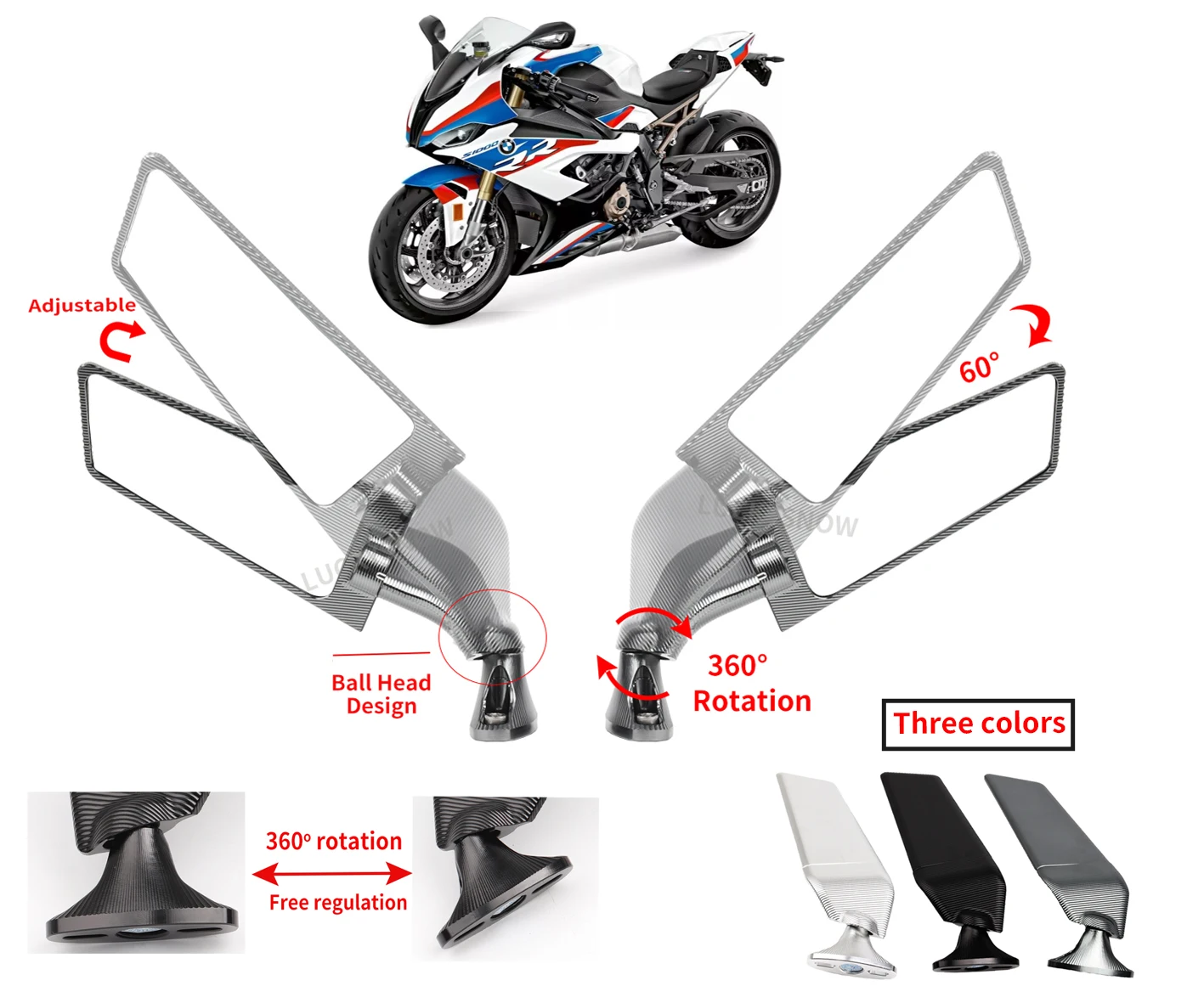 

For BMW S1000RR S 1000RR S1000 RR Motorcycle Mirror CNC Modified Wind Wing Adjustable Rotating Rearview Mirror Accessories Moto