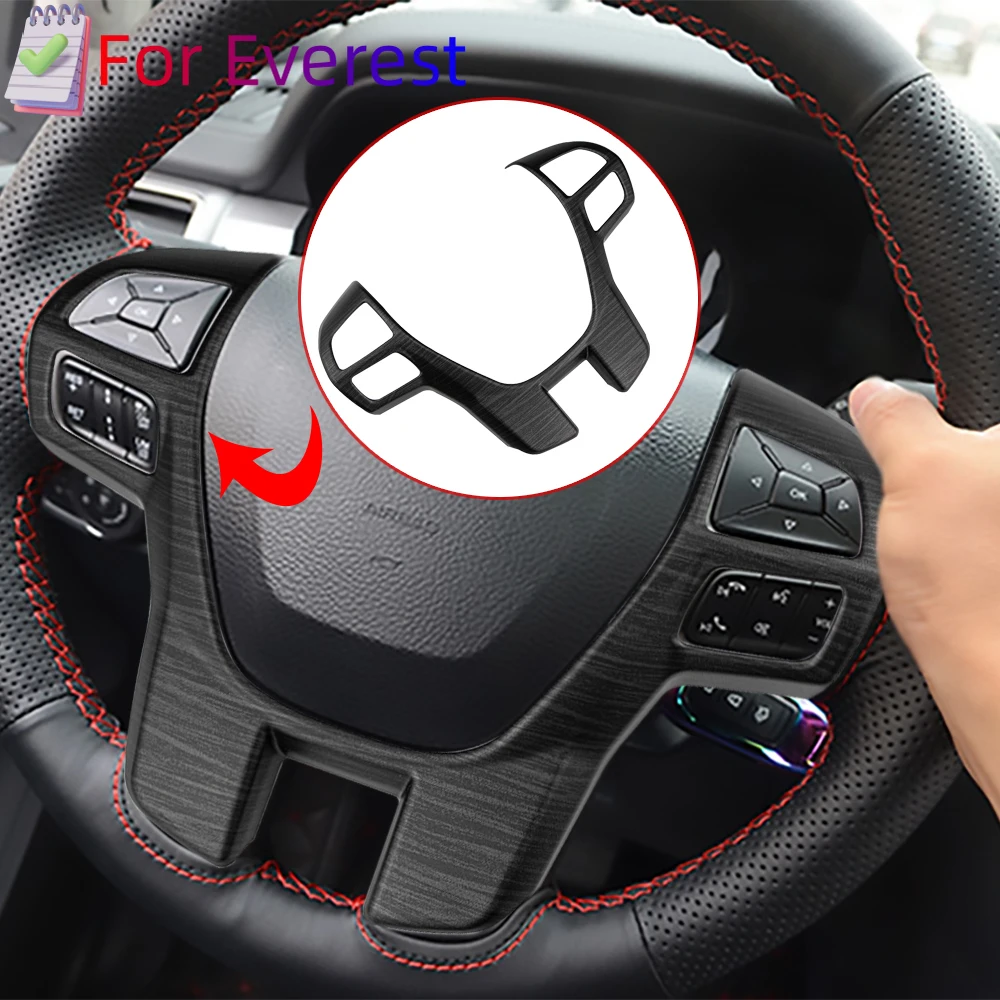 For Ford Ranger Everest Endeavor 2015+ ABS Carbon Fiber Steering Wheel Cover Sticker Trim Frame Decorator Accessories
