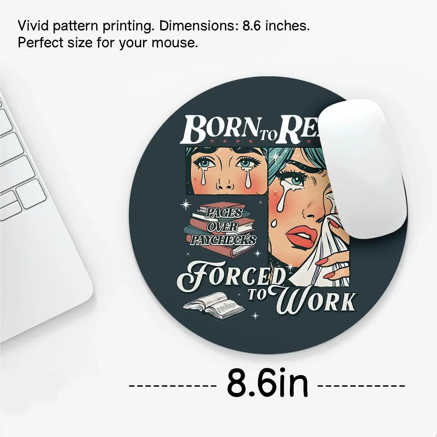 Mouse pad artisan Round mouse pad Book lover gifts Women Desk mouse pad Computer desk Mouse pad Round small