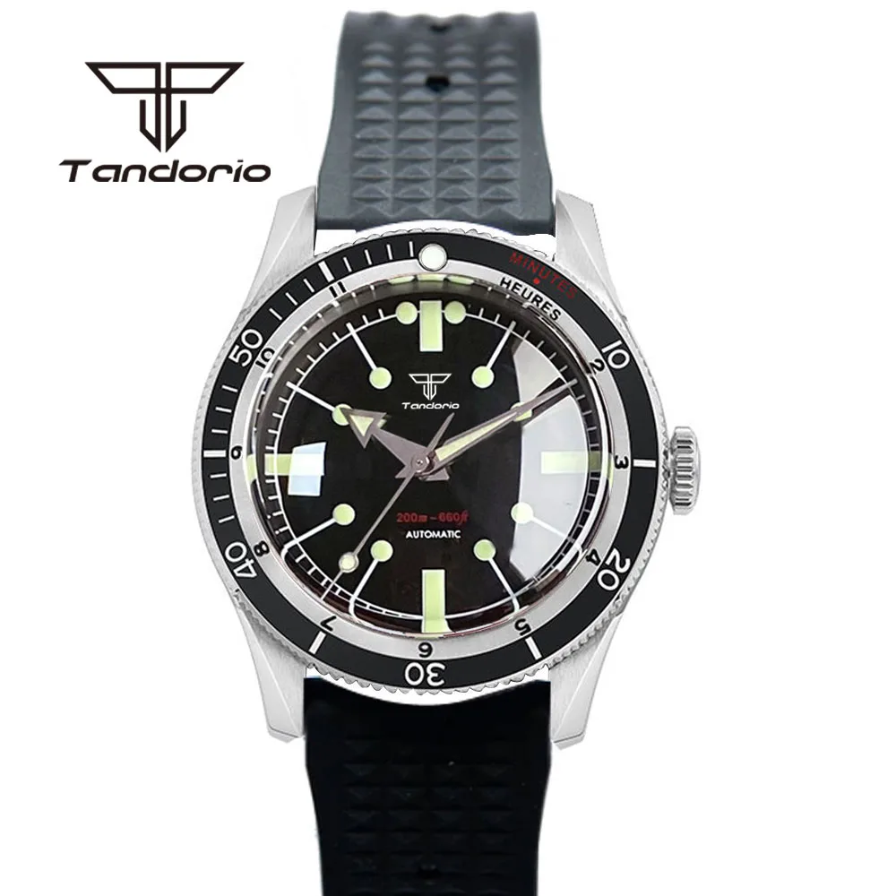 Tandorio 40mm Fashion Automatic Watch for Men Double Domed Sapphire Crystal 20bar NH35A PT5000 Movt 120 Clicks Bezel Luminous