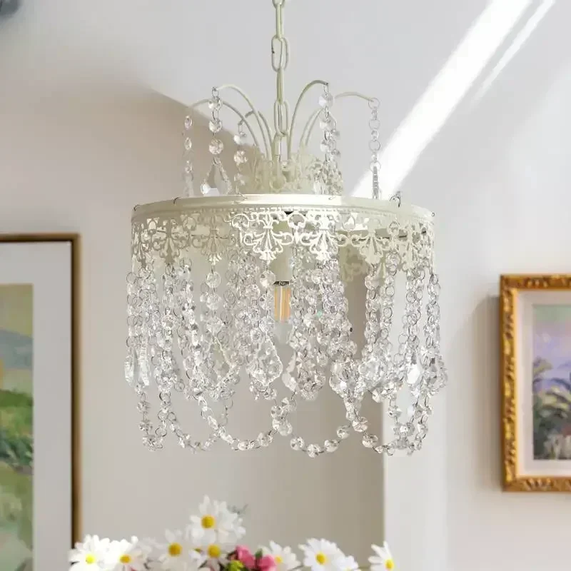 SANDYHA Modern Ceiling Chandelier Transparent Crystal Pendant Light for Bedroom Living Room Dining