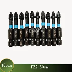 High-Quality S2 Alloy Steel Magnetic Impact Drill Bits Set with New PZ2 10pcs 25mm or 50mm for Electric Screwdriver