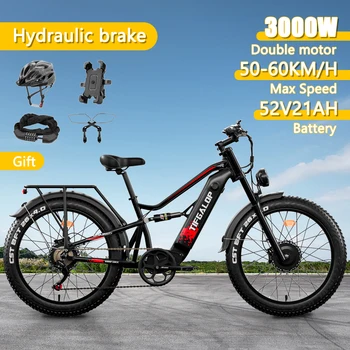 Image ES7 pro 3000W 52V 21AH removable lithium battery full suspension hydraulic brakes 26-inch aluminum alloy frame electric bike