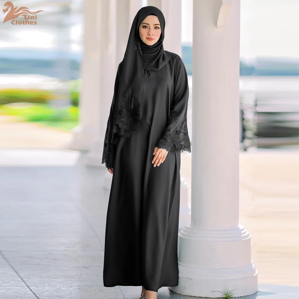 

Ramadan Women Eid Muslim Abaya Party Dress with Scarf Lace Arab Dubai Long Robe Gorgeous Kaftan Islam Abayas Morocco 2024 Spring