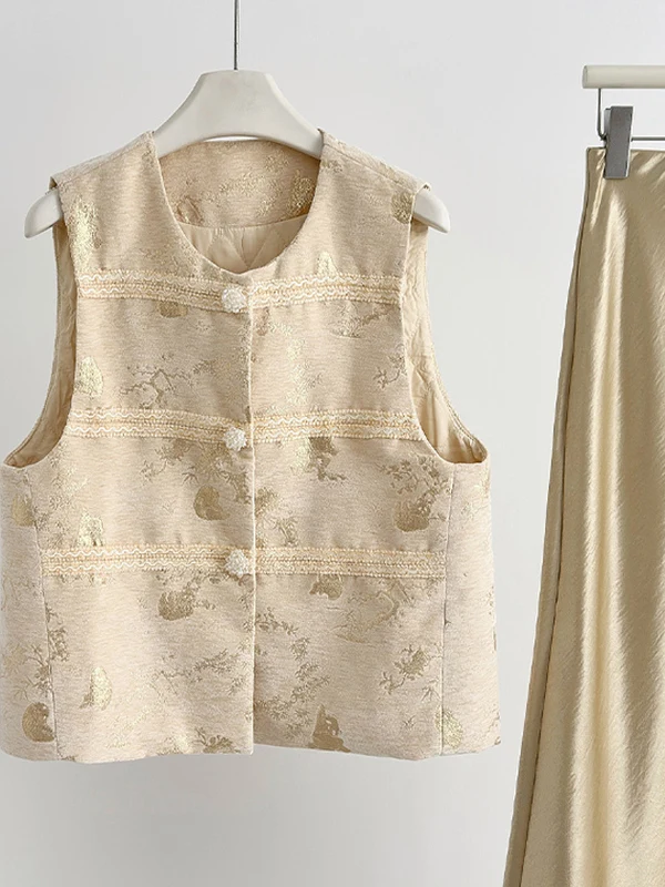 Nieuwe Chinese Sle ronde Ne Svel Vest Herfst 2025, Retro Elegantie Nationale Trend Borduren High-End Gevoel Jaet