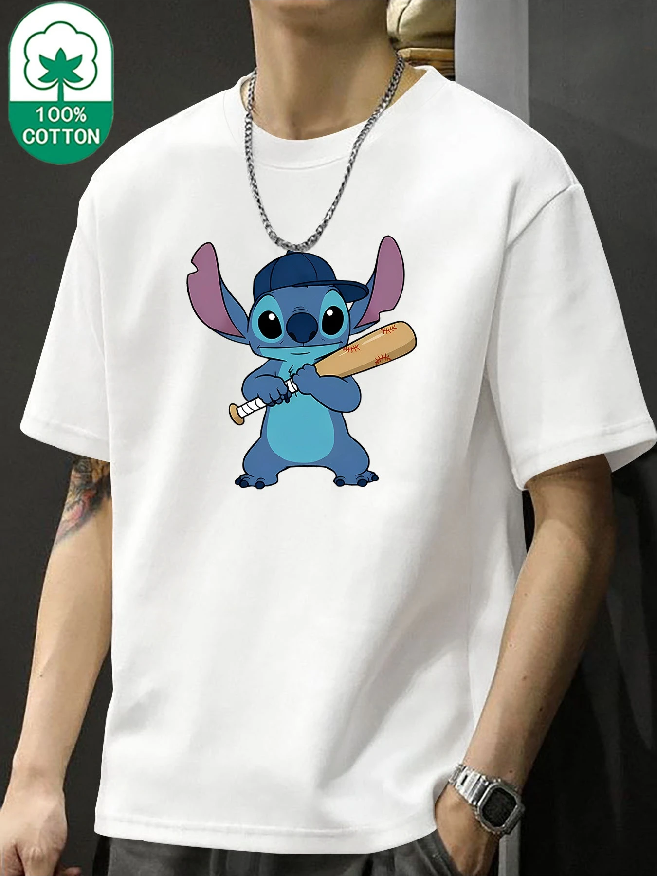 

Summer Stitch Print Pattern T-shirt Minimalist Casual Loose T-shirt Cotton Short Sleeved Streetwear Men's and Women's Y2k Tops