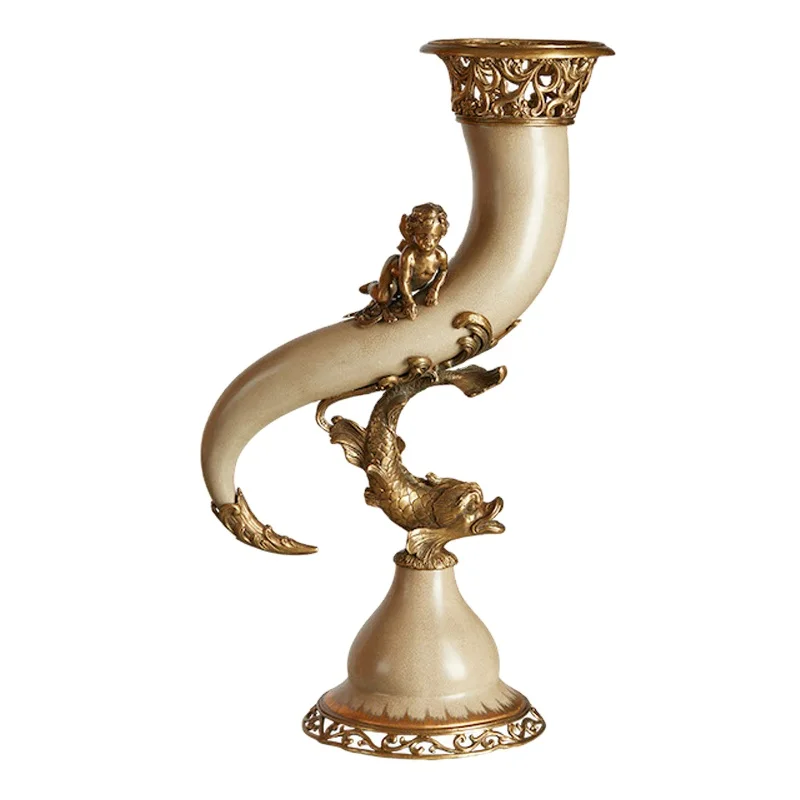 

European luxury ceramic decorative vase, French pure copper angel corner wedding vase flower ware