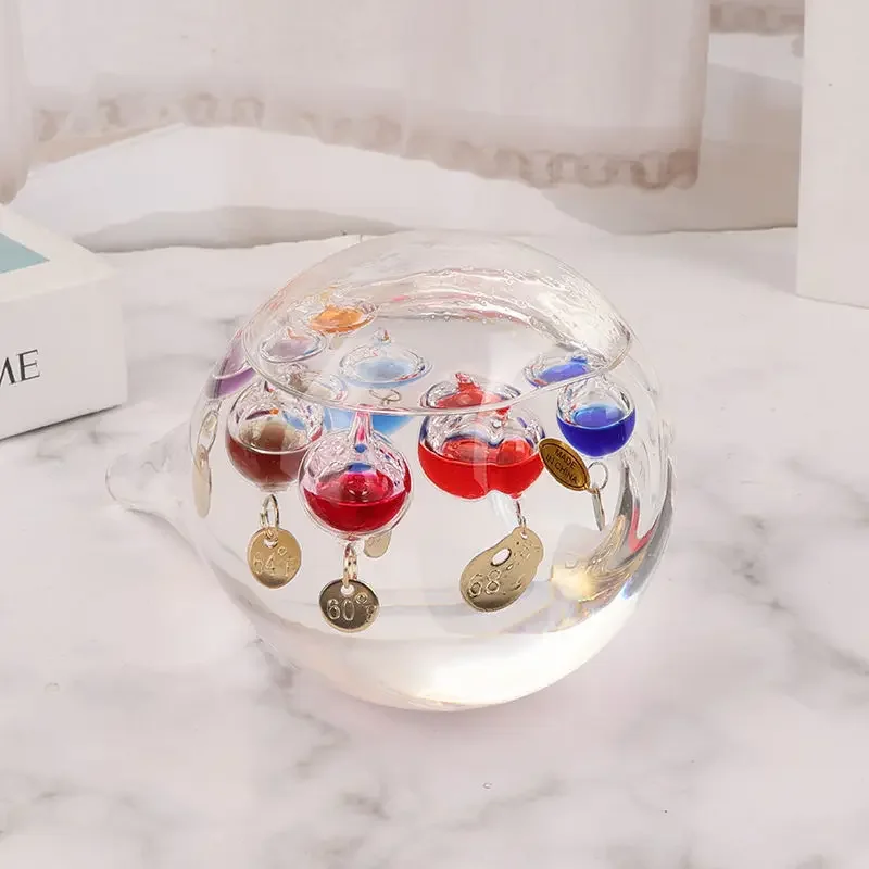 ميزان حرارة جاليليو زجاجي - ميزان حرارة قطرات غرفة الكرة العائمة الملونة لتزيين المنزل #4