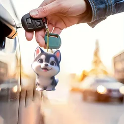 2D Cartoon Husky Keychain Cute Puppy Acrylic Pendant Versatile Charm for Car Mirrors,Backpacks,Home,Festive Party,Gift and Decor