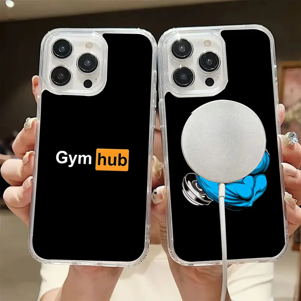 

Gym Fitness Bodybuilding Phone Case Magnetic For IPhone 16 14 13 11 12 15 Pro Max X XR XS Plus SE Soft Clear Tpu Cover