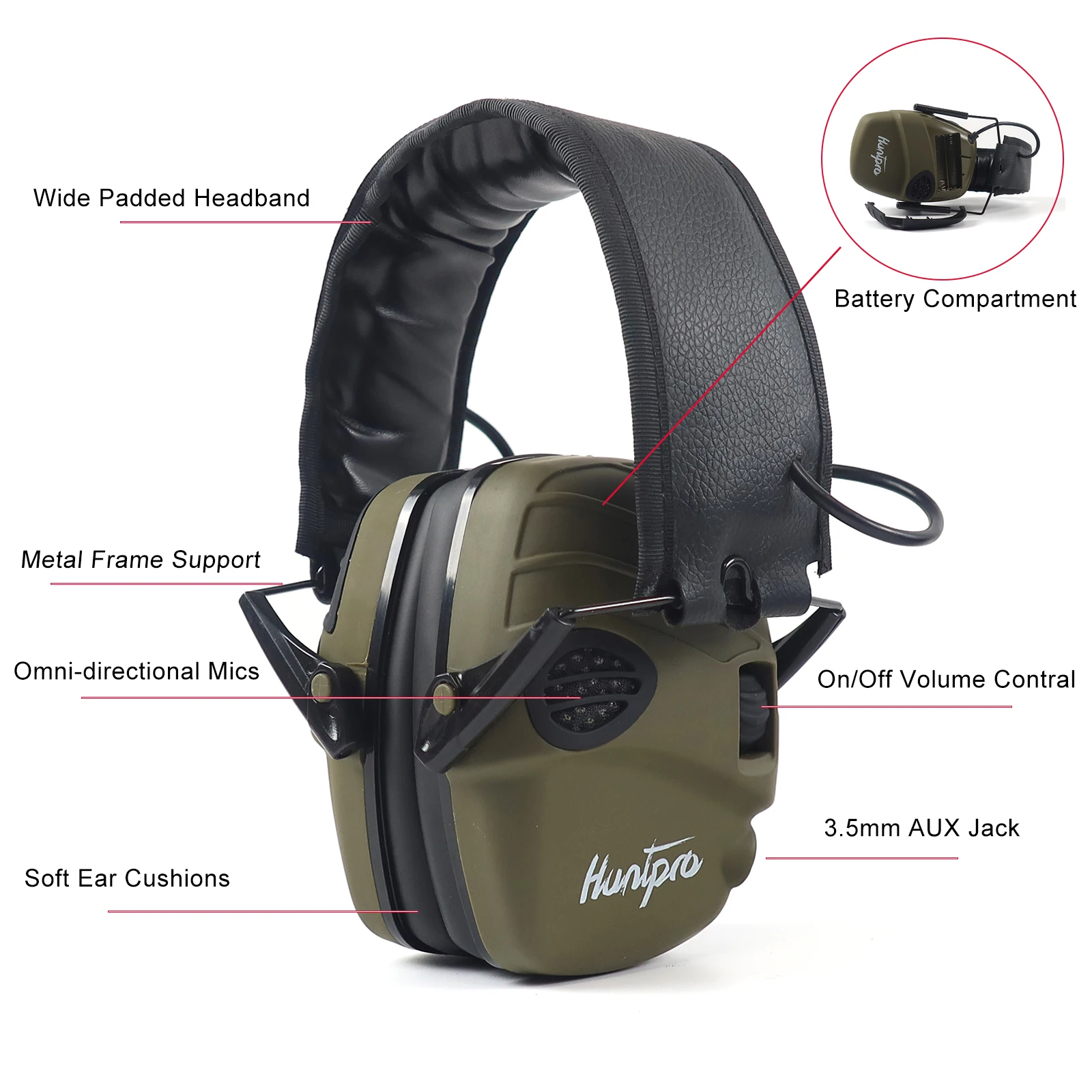 Electronic Shooting Ear Protection Tactical Earmuffs Ear Defender Anti-Noise Sound Amplification Headphones for Outdoor Range