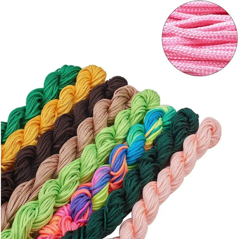 20 Colors 500 Yard Nylon Jewelry Thread Cord 1mm Shiny Silky Rattail Cord Chinese Knotting Beading Cord for DIY Jewellery Making