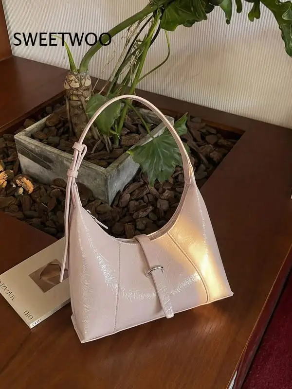 2026 Glossy Wrinkled Pu Dumpling Underarm Bag Slim Minimalist Design Four Soft Pastel Tone Women Daily Shoulder Purse