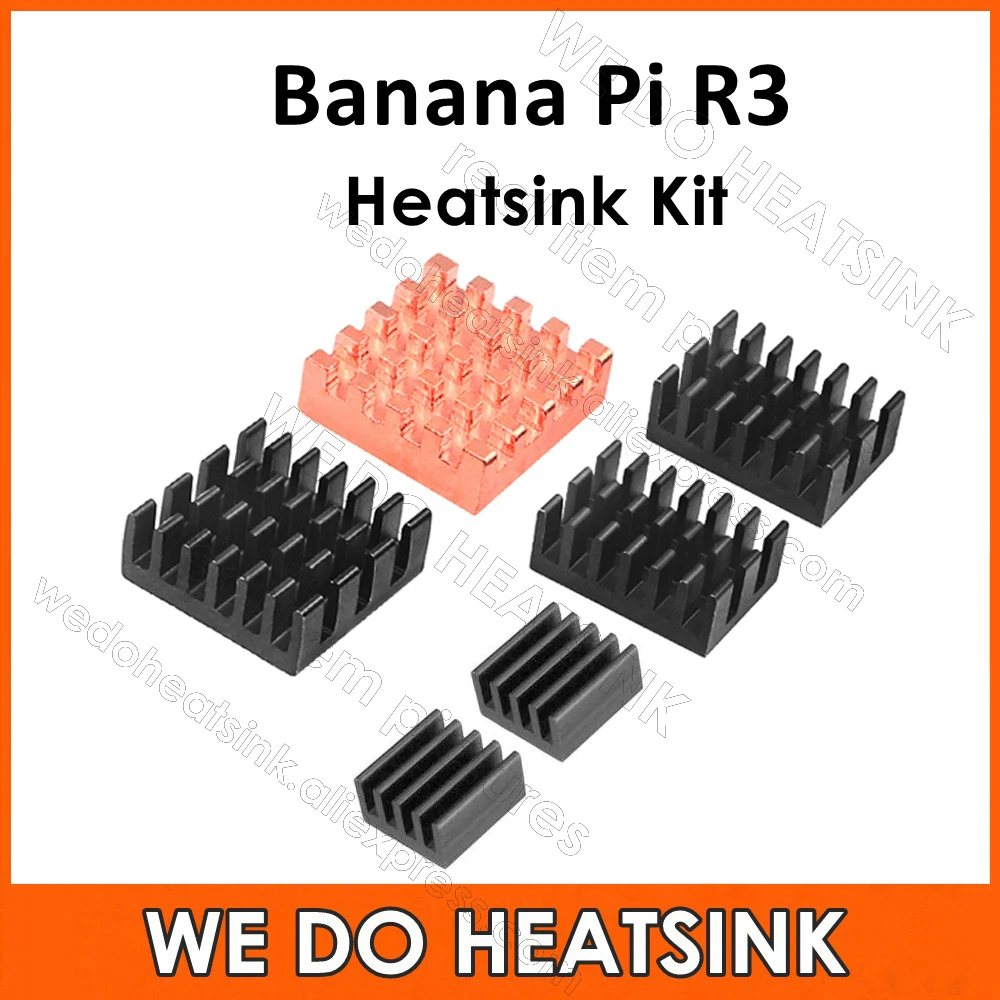 

WE DO HEATSINK 6pcs/set DIY Aluminum Copper Heatsink Kit With Thermal Adhesive Tape Pad Apply for Banana Pi R3