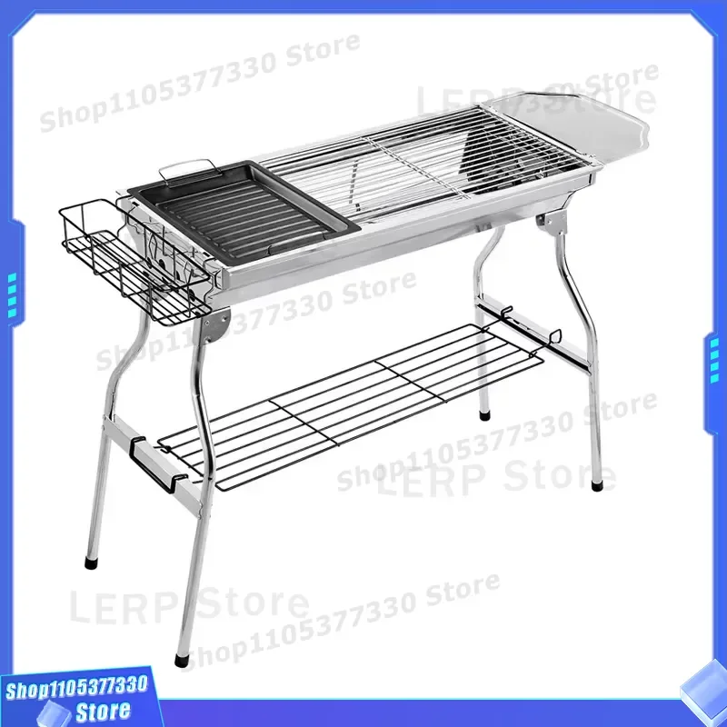 Ape Wolf 5kg Stainless Steel Charcoal Grill Folding Portable Outdoor Cooking BBQ with Shelf Lightweight Design for Camping