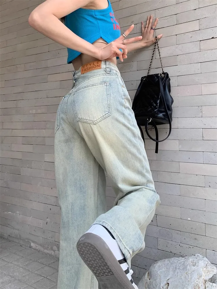 

Y2K Loose Straight Leg Jeans Women Summer Slimming Floor Length Pants American Thin