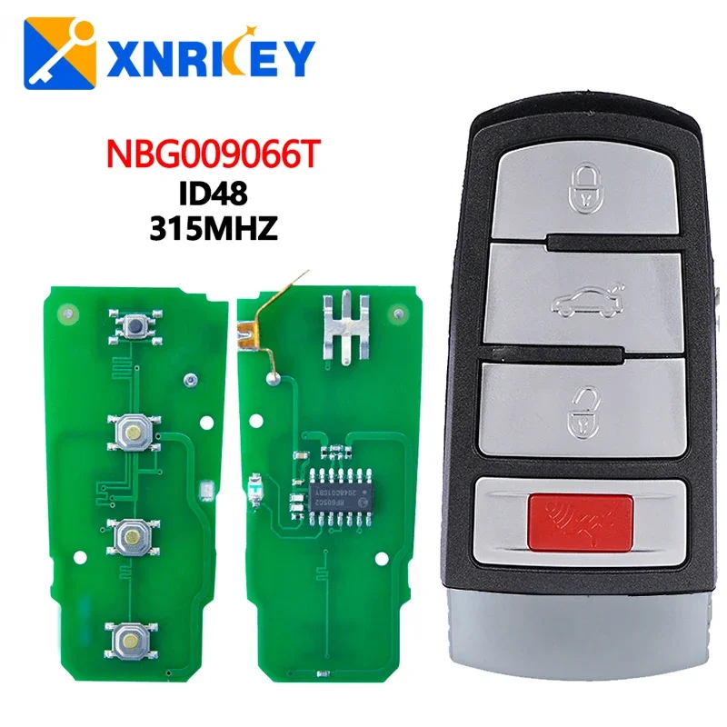 

XNRKEY 3+1 Button Not Smart Remote Key ID48 Chip 315Mhz FCC NBG009066T for VW Passat 2006-2013 CC 2009-2015 Car Key