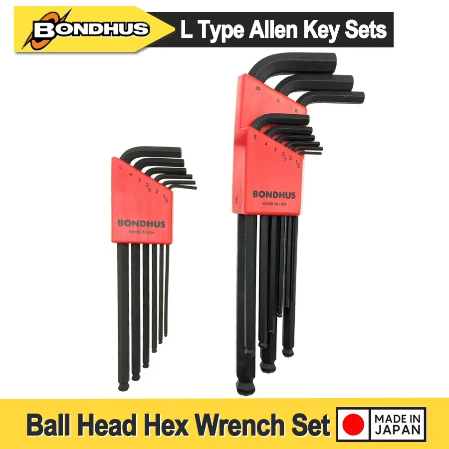 Bondhus L Shape Ball End Hex Key Set Metric Allen Wrench Set Bicyle Repair Tool 10946|10992|10995|10999