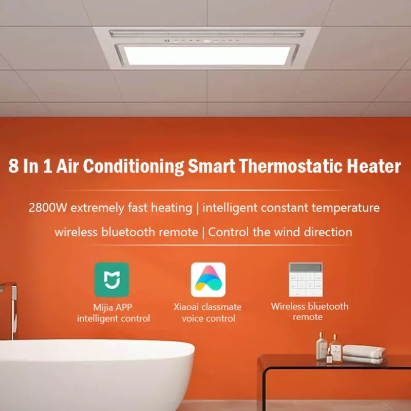 Xiaomi Mijia Smart Bathroom Heater Pro 8-in-1 2800W PTC 60s Heating Up Air-Conditioning Wireless Bluetooth Remote Control LED Mi