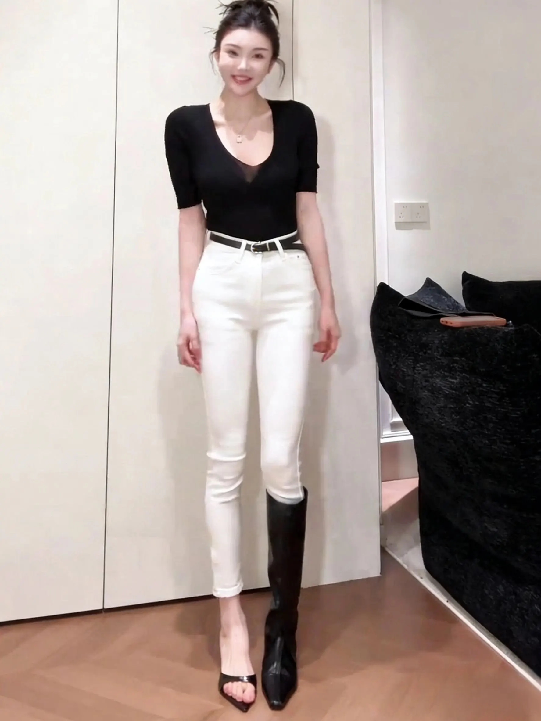 

Женские джинсы с высокой талией, на флисовой подкладке, облегающие, эластичные, из чистого хлопкового денима, буткат, универсальные, стройнящие