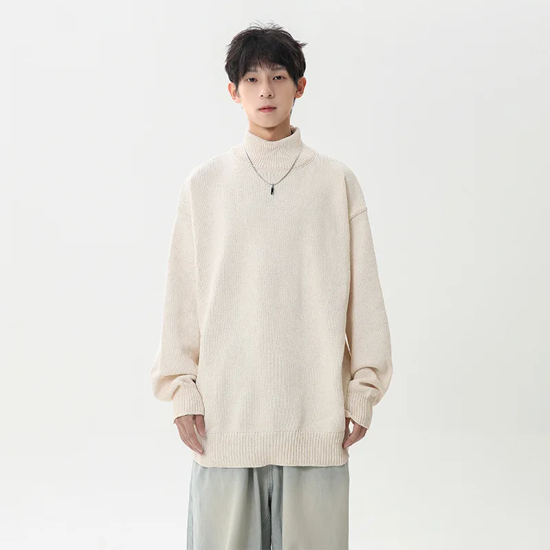 

Source Factory Индивидуальный японский осенне-зимний новый повседневный свитер с круглым вырезом, мужской базовый вязаный свитер, свободный крой