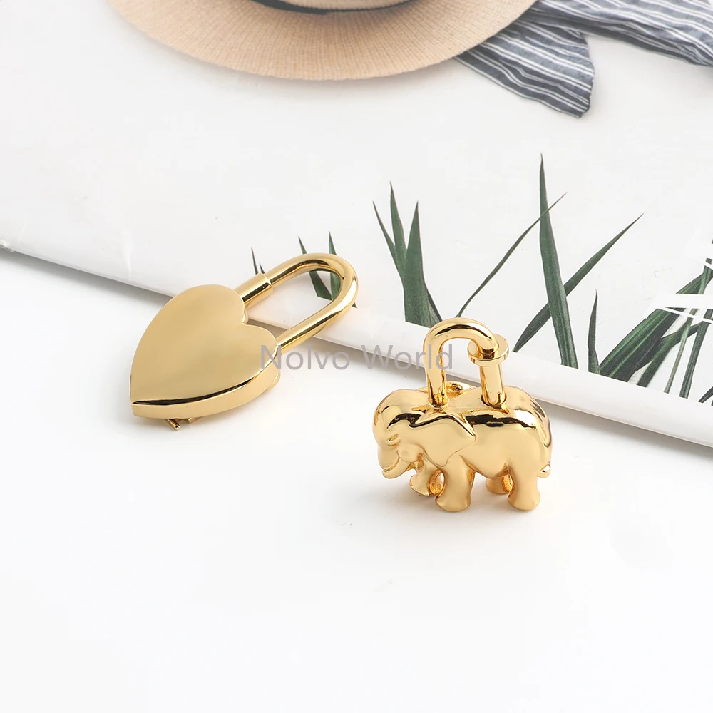 1/3/5PCS Copper Elephant/Heart Shape Open Metal High-grade Bag Charm Locks For Shoulder Necklace Lock Pendant Gift Accessories