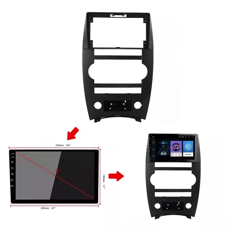 9 inch Car radio Fascias Panel For Jeep Commander 2007-2008 canbus box Wiring harness cable Audio Dash Fit Panel Dash Kit Frame