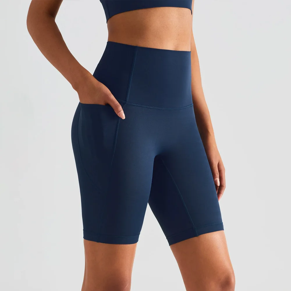 شورت لراكبي الدراجات النارية عالي الخصر للخروج للنساء مع جيوب فائق النعومة للتمرين والجري واليوجا والرياضية وصالة الألعاب الرياضية 2025 #2