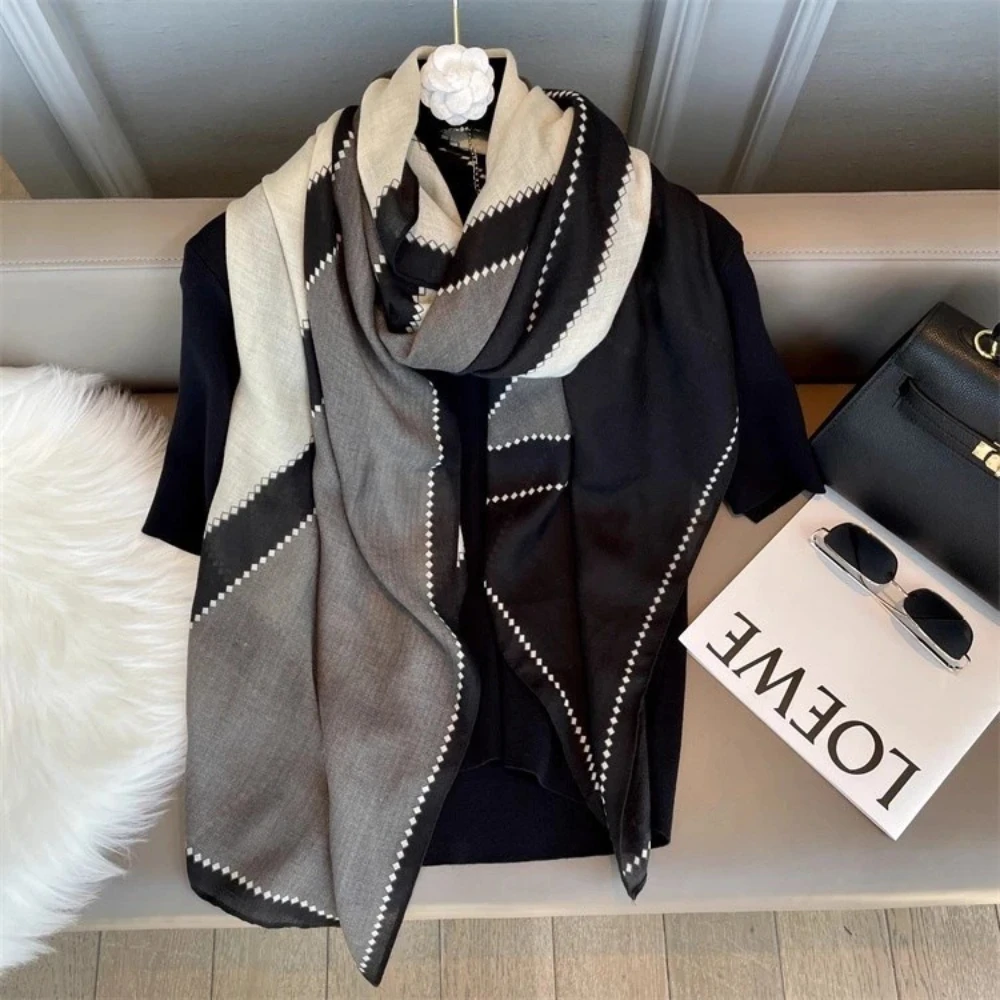1Pc scarf women's winter simplicity 2025 new cotton and linen scarf this year popular silk scarf shawl dual-purpose