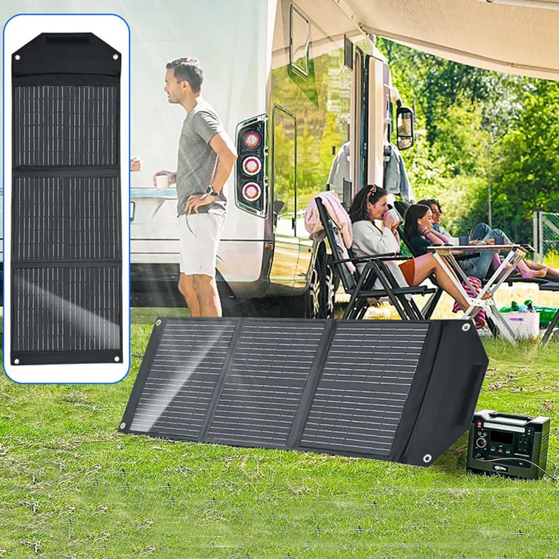 DC+USB Outdoor Mobile Energy Storage Power Supply 60W Solar Photovoltaic Panel Frosted Monocrystalline Silicon Foldable view 6