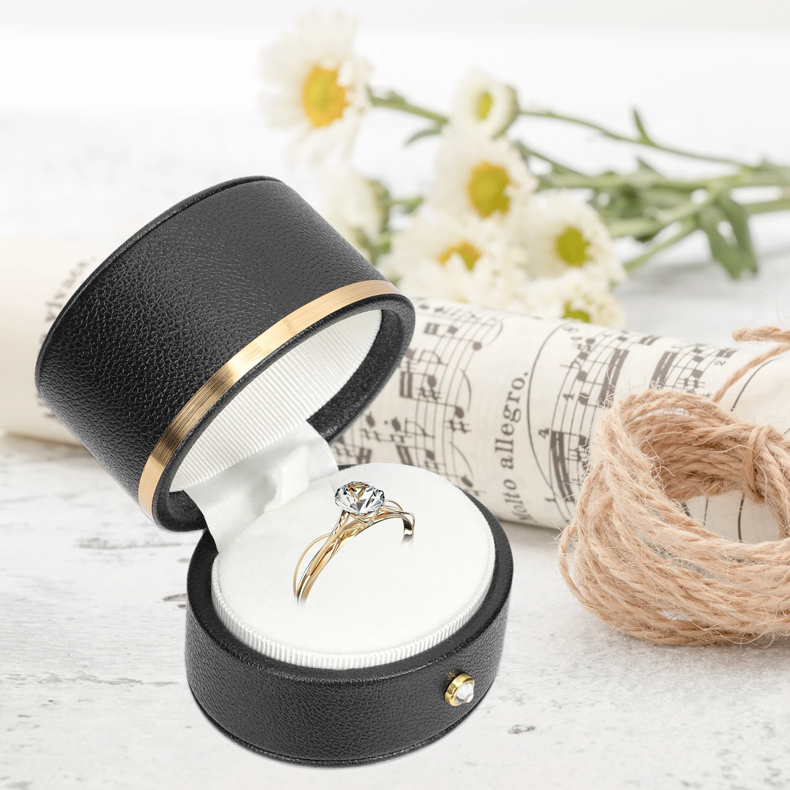1pc Decorative Earring Case Jewelry Storage Box Compact Sturdy Organizer For Earrings Bracelets Necklaces Rings Black