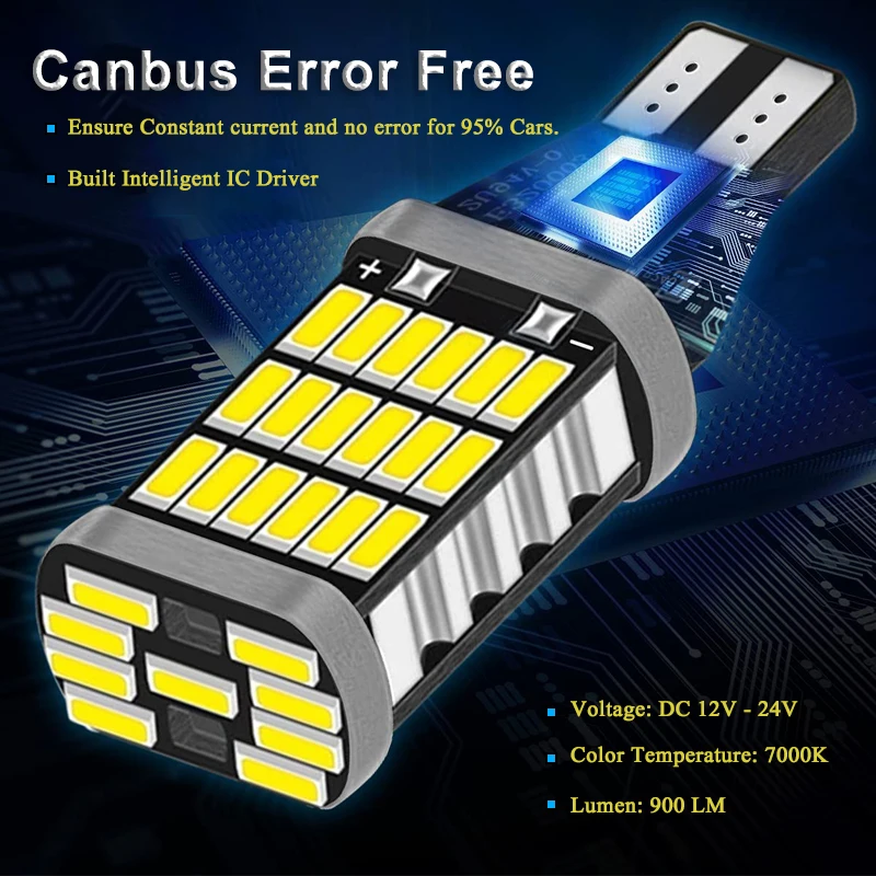 2 / 4 / 8 PCS Светодиодные лампочки T15 W16W Светодиодные фары заднего хода Canbus 12V 45SMD 7000K Белый автомобильный грузовик задний свет