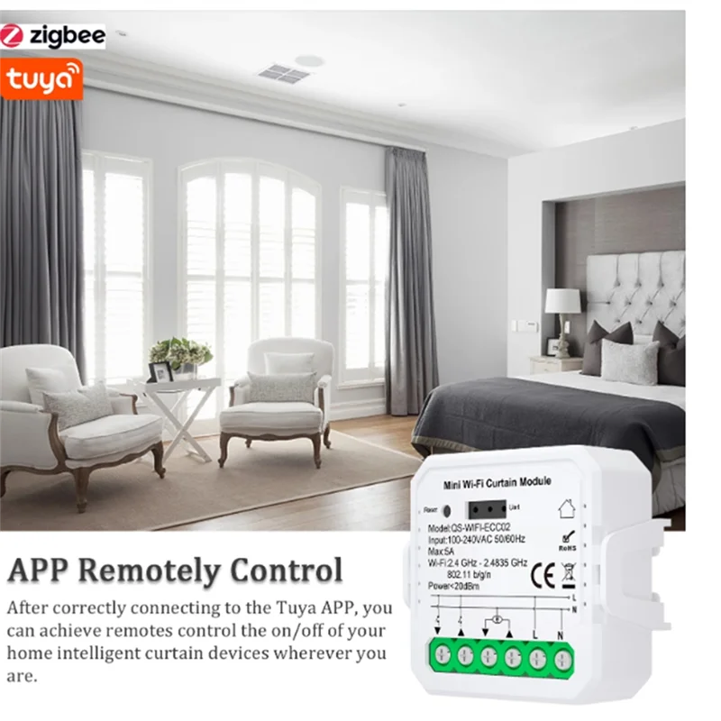 

A37T-Tuya Zigbee Curtain Module Home Intelligent Appliance Curtain Module Mobilephone APP Remotely Control For Alexa Home