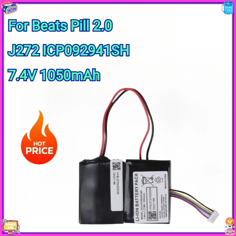 

New Battery 7.4V 1050mAh Li-ion J272 ICP092941SH battery for Beats Pill 2.0 bluetooth speaker