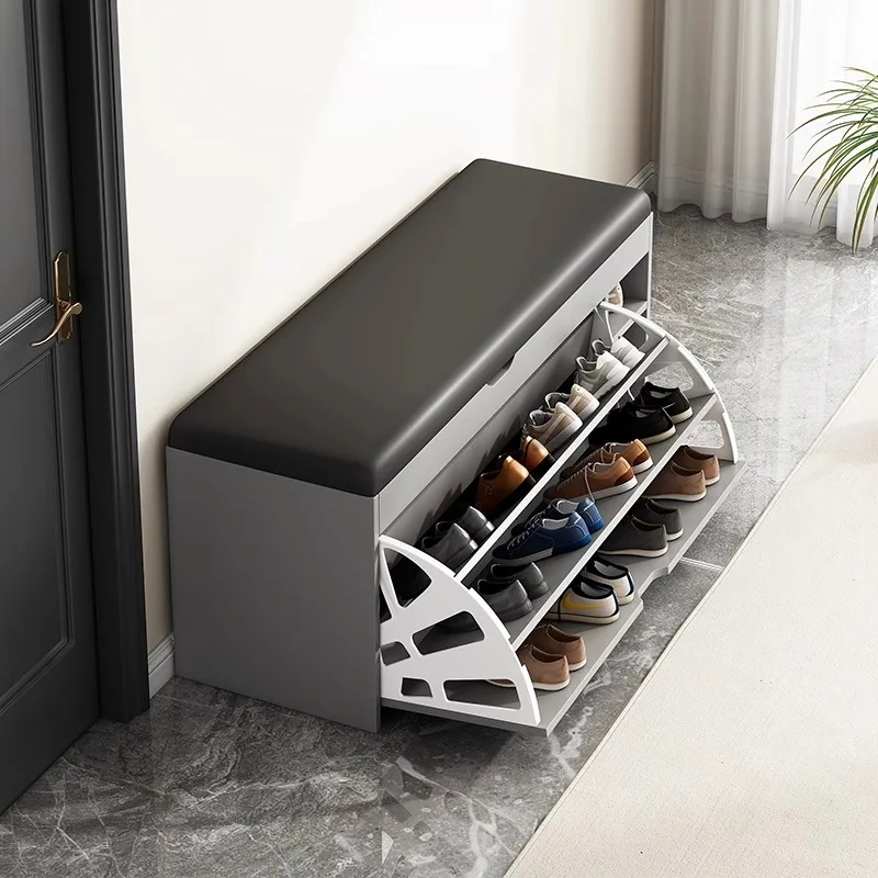 

Light luxury high-end shoe change stool home door stool cabinet can sit shoe rack into the door